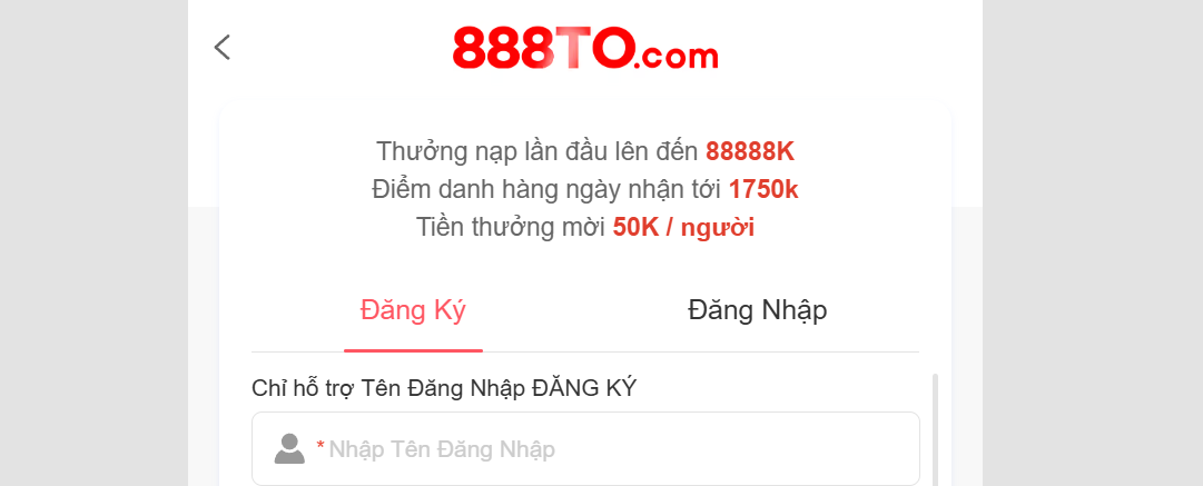 Đăng ký tài khoản 888To555 nhận Code